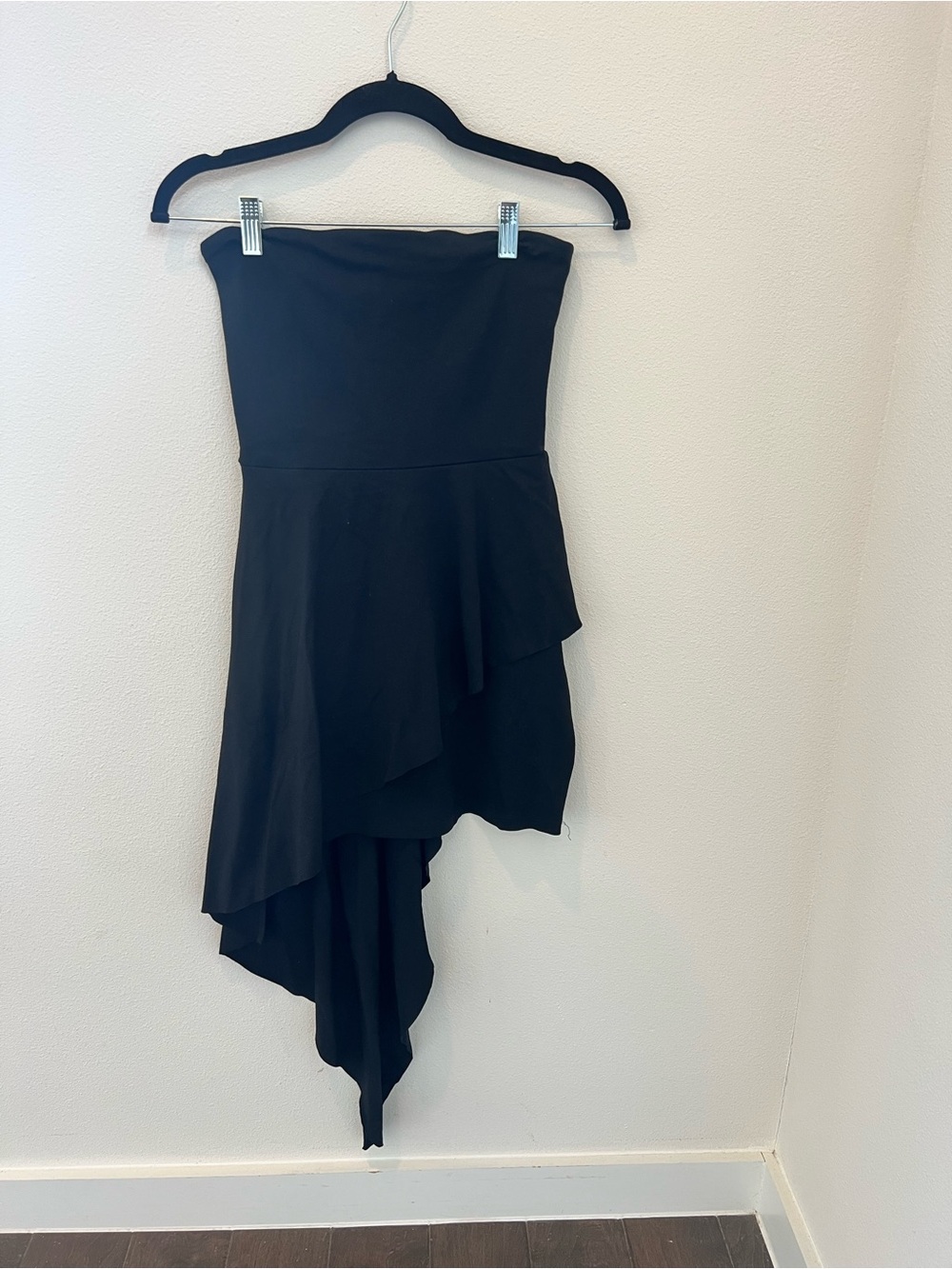 Susana Monaco Black Strapless Asymmetric Dress